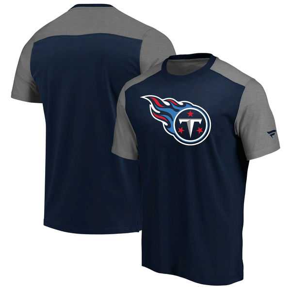 Tennessee Titans NFL Pro Line by Fanatics Branded Iconic Color Block T-Shirt Navy Heathered Gray